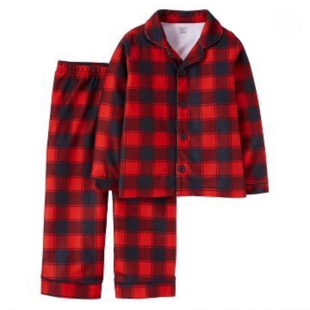 BUFFALO PLAID FLANNEL CHRISTMAS PAJAMA SET SIZE 5 EXCELLENT PREOWNED CON…